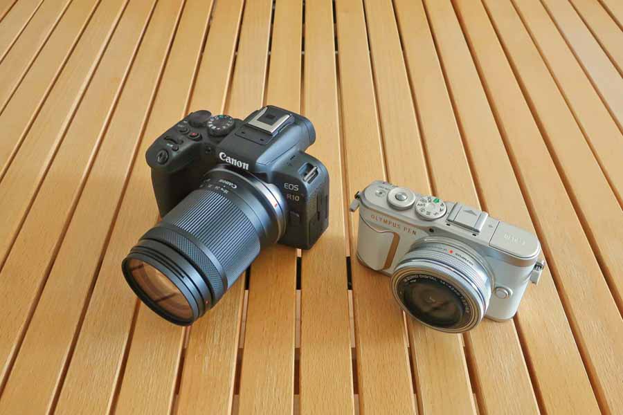 EOS R10 PEN E-PL10 標準レンズ 比較