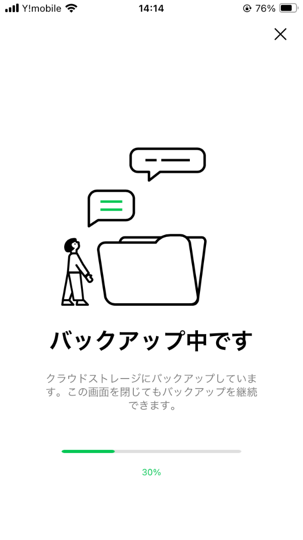 バックアップ中です